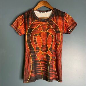 INKnBURN Aloha Koa Tech Top Size XS Orange/Black Moisture Wicking Short Sleeves
